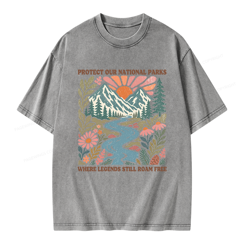 Pagewings National Parks Unisex Washed T-shirt