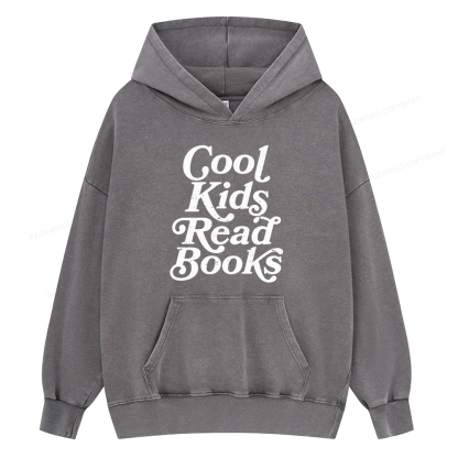 Pagewings Cool Kids Read Books Unisex Washed Hoodie