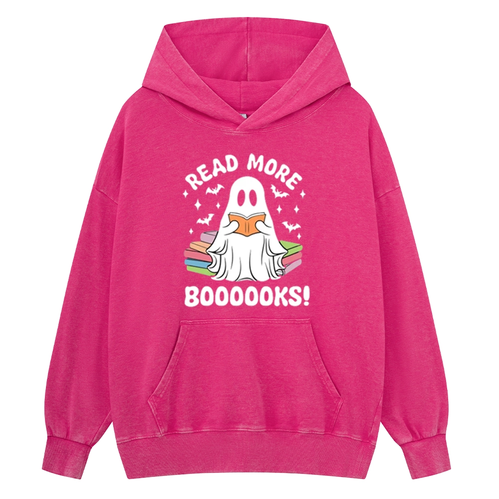 Pagewings Halloween Read More Booooks Unisex Washed Hoodie