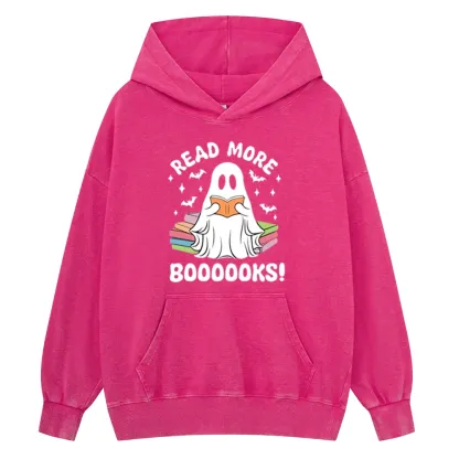 Pagewings Halloween Read More Booooks Unisex Washed Hoodie