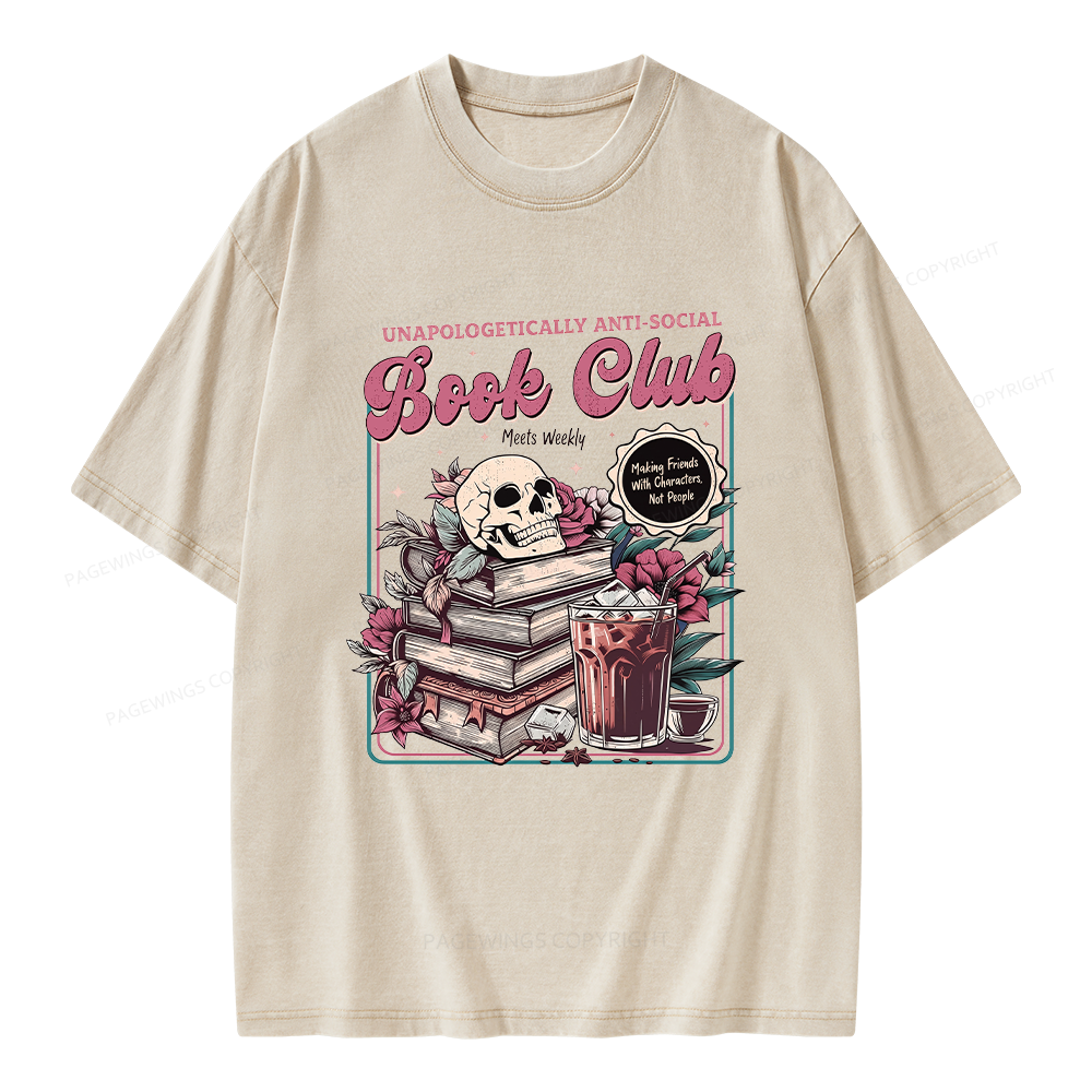 Pagewings Vintage Book Club Unisex Washed T-shirt