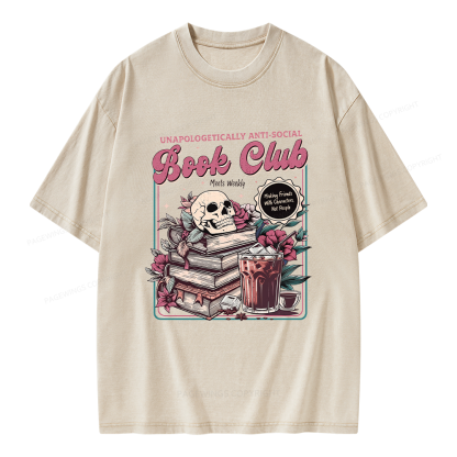 Pagewings Vintage Book Club Unisex Washed T-shirt