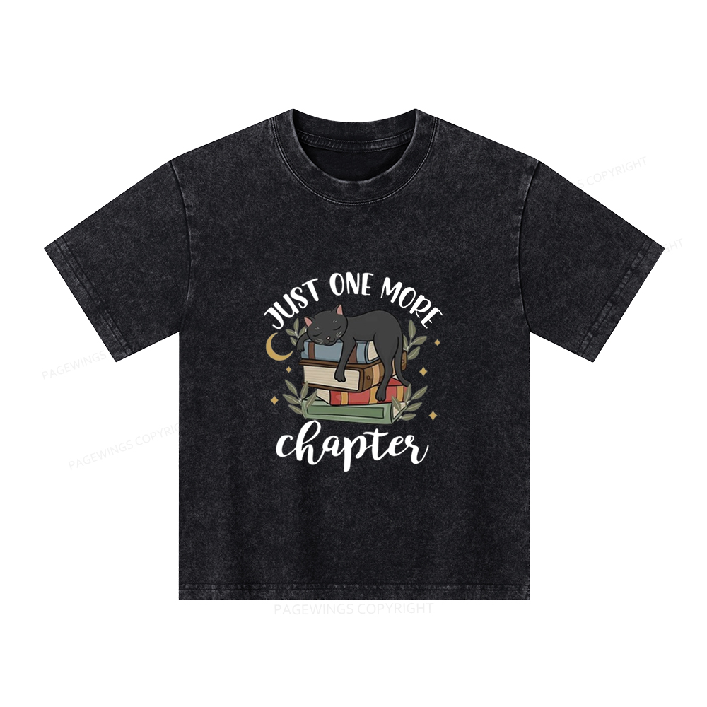 Pagewings Just One More Chapter Adorable Cat Unisex Kids Washed T-shirt