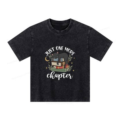 Pagewings Just One More Chapter Adorable Cat Unisex Kids Washed T-shirt