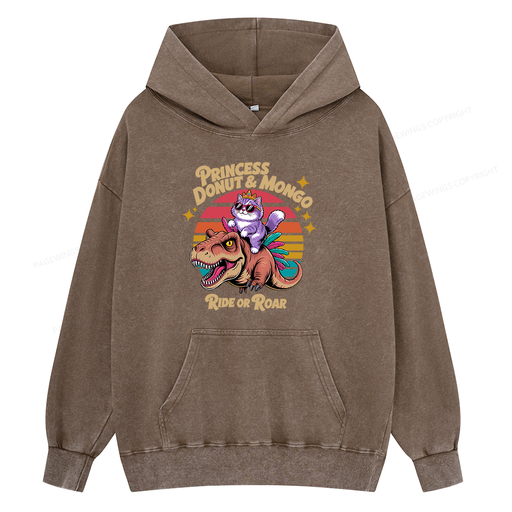 Pagewing Princess Donut & Mongo Unisex Washed Hoodie