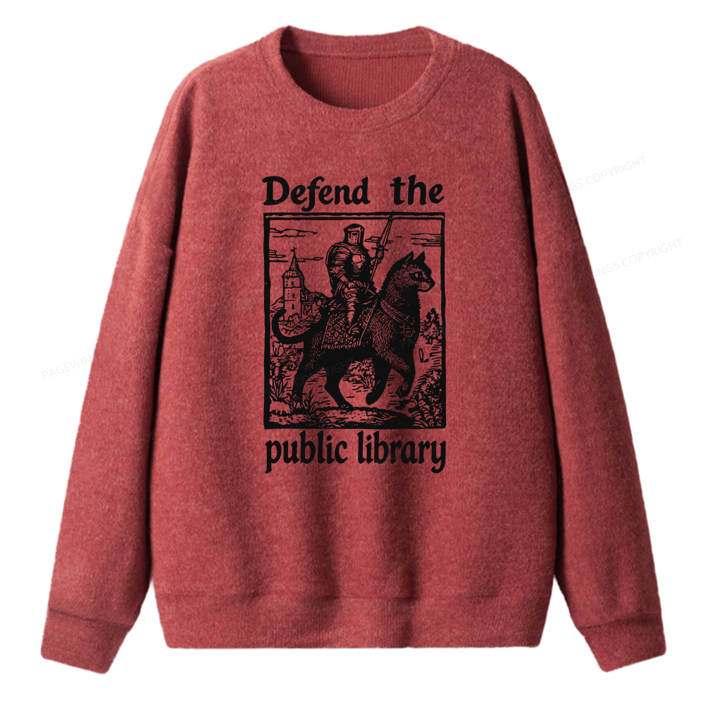 Pagewings Defend the Public Library Unisex Knit Sweatshirt
