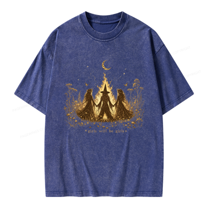 Pagewings Girls Will Be Girls Unisex Washed T-shirt
