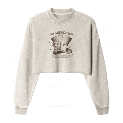 Pagewings I'm Under No Obligation Washed Crop Sweatshirt
