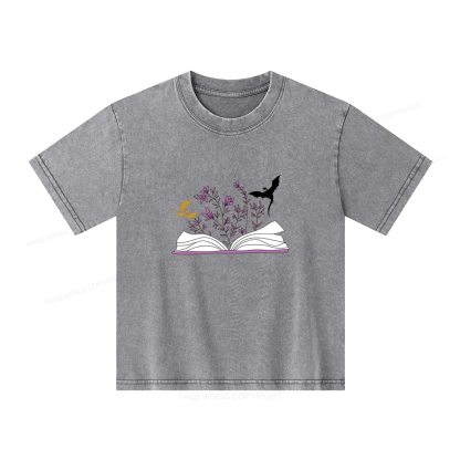 Pagewings Fourth Wing Flower Book Unisex Kids Washed T-shirt