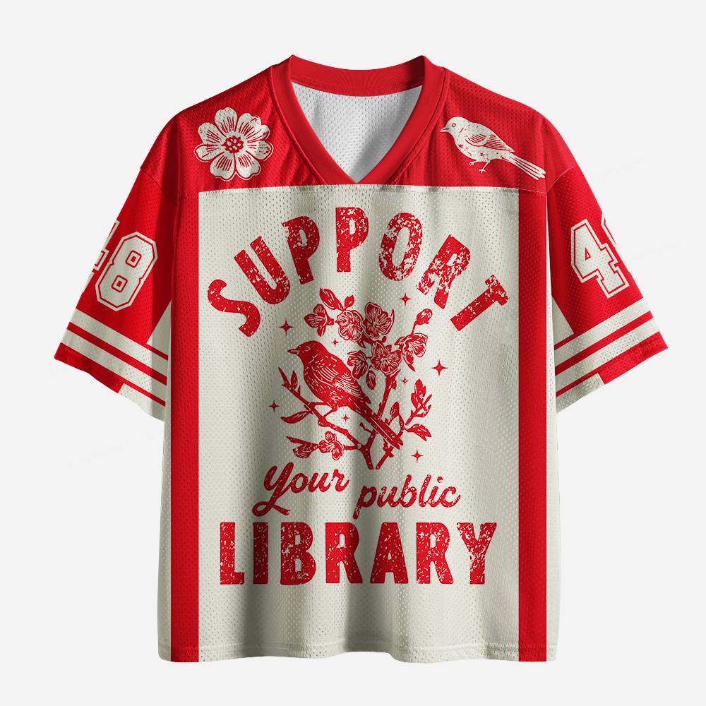 Pagewings Defend Your Local Public Libraries Unisex Mesh Jersey