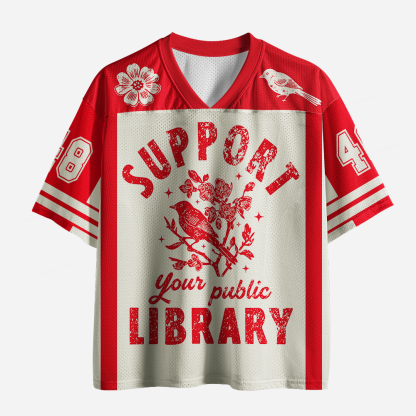 Pagewings Defend Your Local Public Libraries Unisex Mesh Jersey