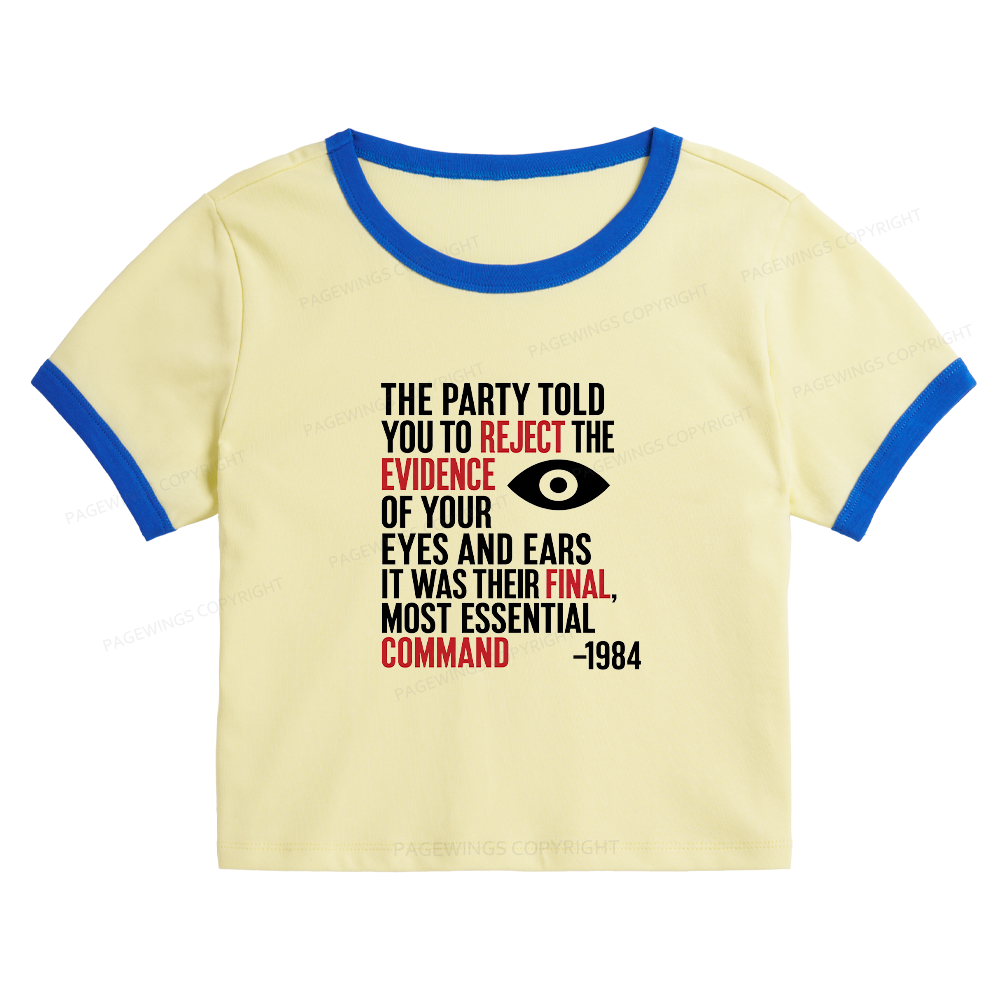 16678Pagewings Dystopia Quote Baby Tee Cropped Ringer T-Shirt