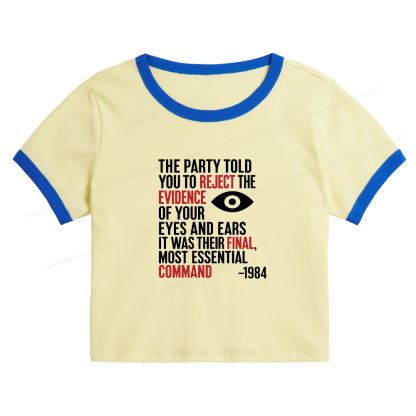 16678Pagewings Dystopia Quote Baby Tee Cropped Ringer T-Shirt