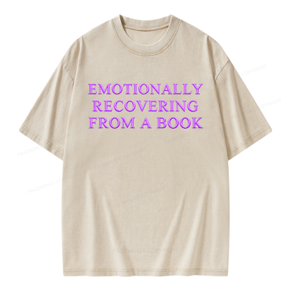 Pagewings Embroidered Emotionally Recovering From a Book Unisex Washed T-shirt