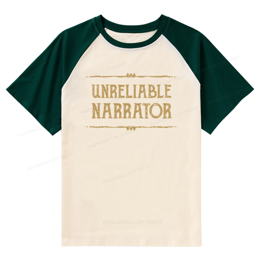 Pagewings Unreliable Narrator Raglan T-shirt