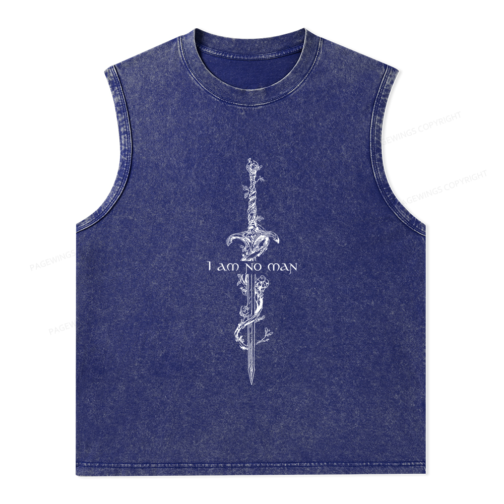 Pagewings I Am No Man Unisex Washed Tank Top