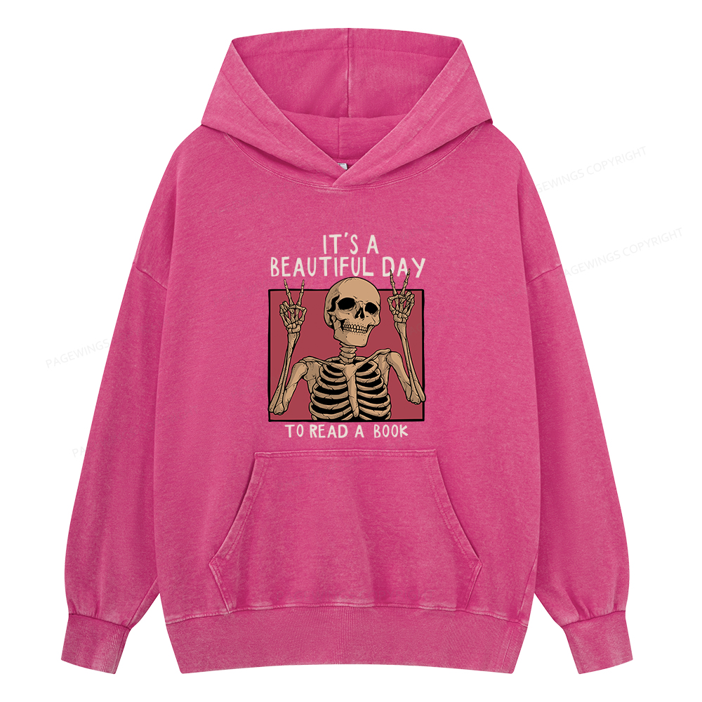 Pagewings It's A Beautiful Day To Read A Book Unisex Washed Hoodie