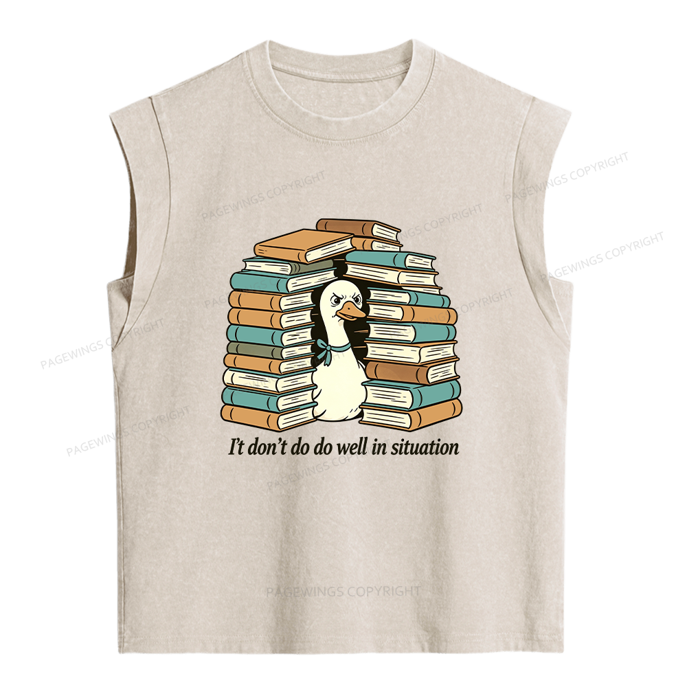 Pagewings I Don’t Do Well In Situations Women's Washed Tank Top