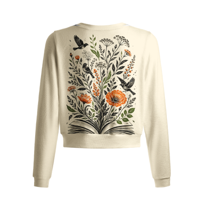 Pagewings Bookish Crow Crew Neck Cardigan Sweaters