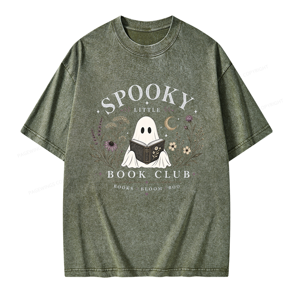 Pagewings Spooky Little Book Club Unisex Washed T-shirt