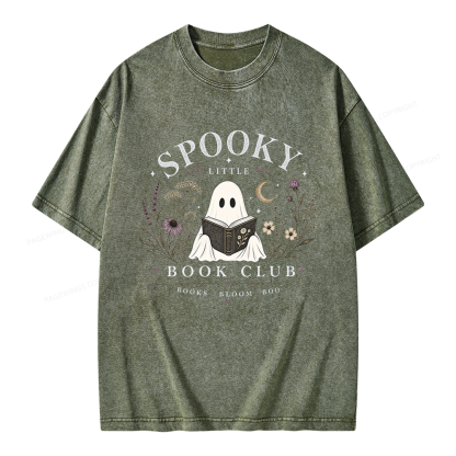 Pagewings Spooky Little Book Club Unisex Washed T-shirt
