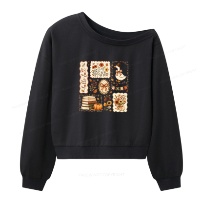Pagewings Hello Fall Goose Women Off Shoulder Sweatshirt