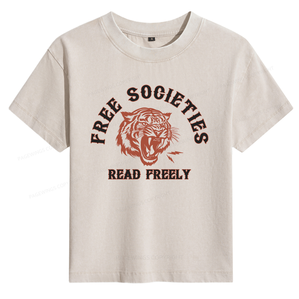 Pagewings Free Societies Read Freely Women's Washed T-shirt