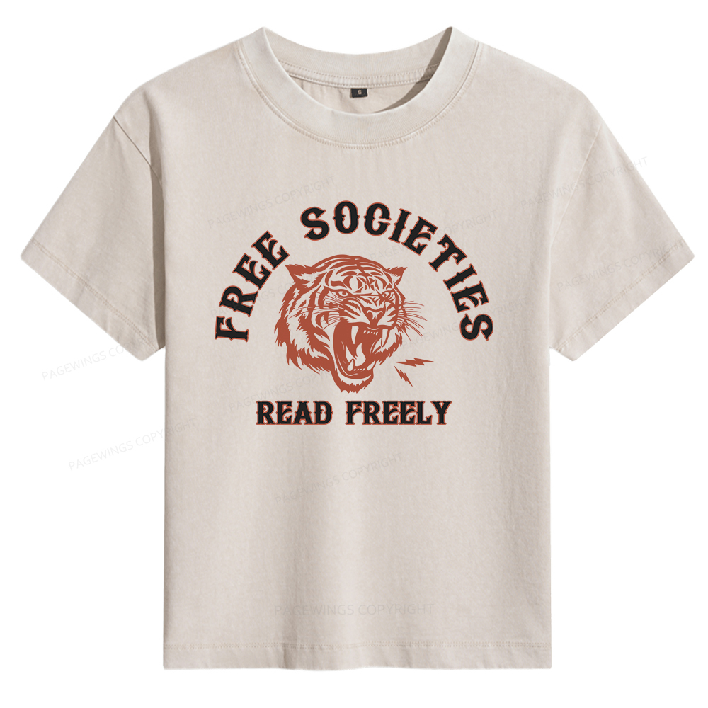 Pagewings Free Societies Read Freely Women's Washed T-shirt