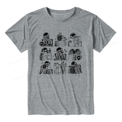 Pagewings Bookish Skeleton Unisex Heather T-Shirt