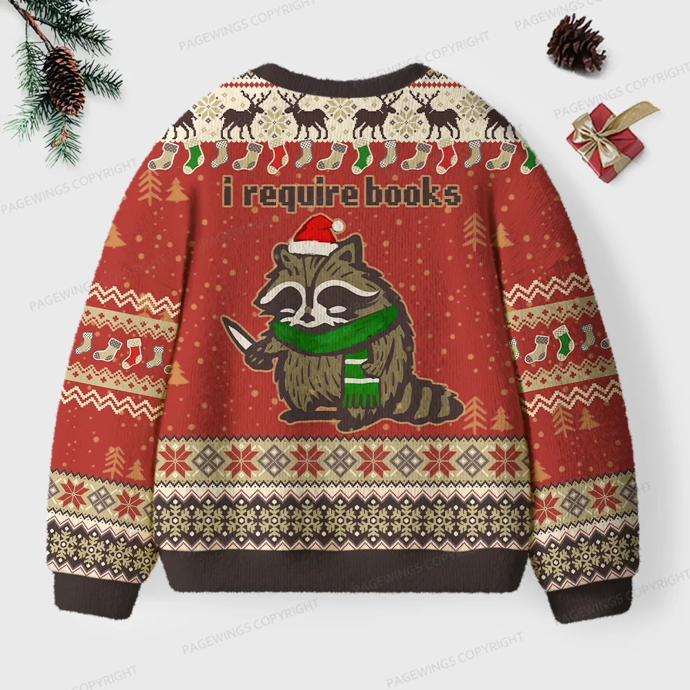 Pagewings I Require Books Unisex Ugly Knit Sweatshirt