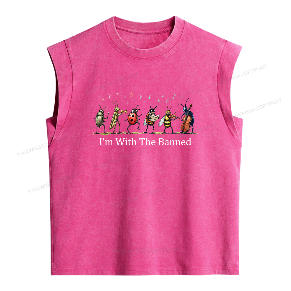 Pagewings I'm With The Banned Women's Washed Tank Top