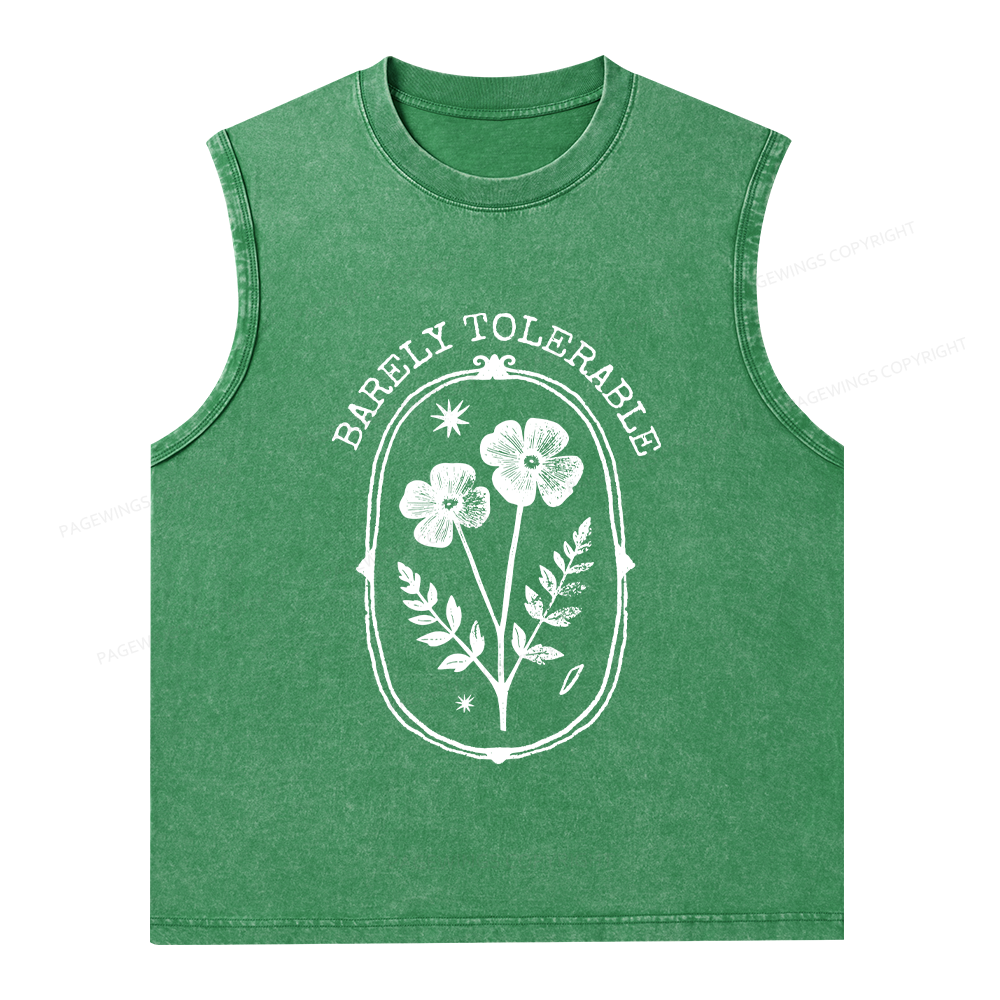Pagewings Barely Tolerable Unisex Washed Tank Top