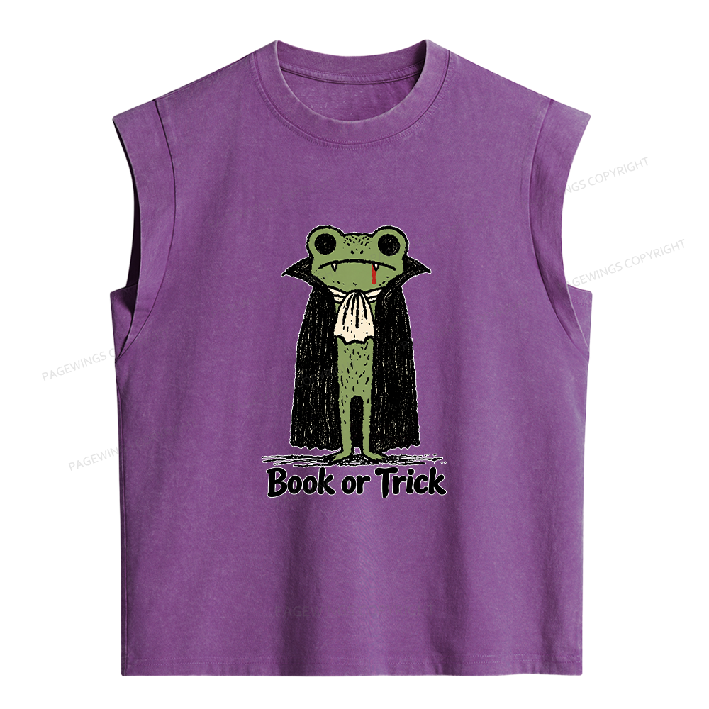 Pagewings Frog Halloween Women's Washed Tank Top