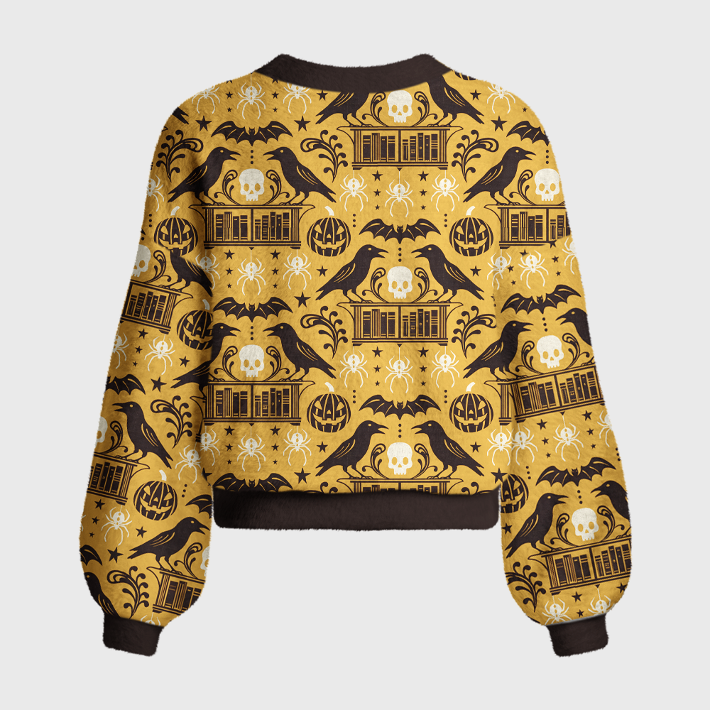 Pagewings Reading Crow Women's Cardigan Sweater