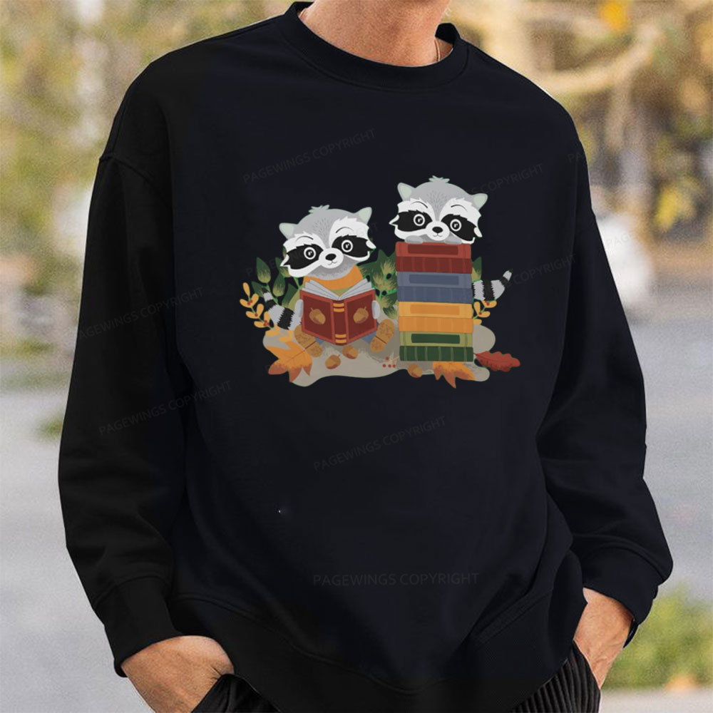 Pagewings Two Raccoons with Books Unisex Classic Sweatshirt