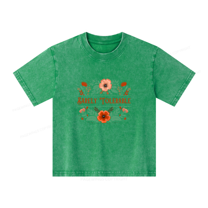 Pagewings Barely Tolerable Book Lover Bookish Unisex Kids Washed T-shirt