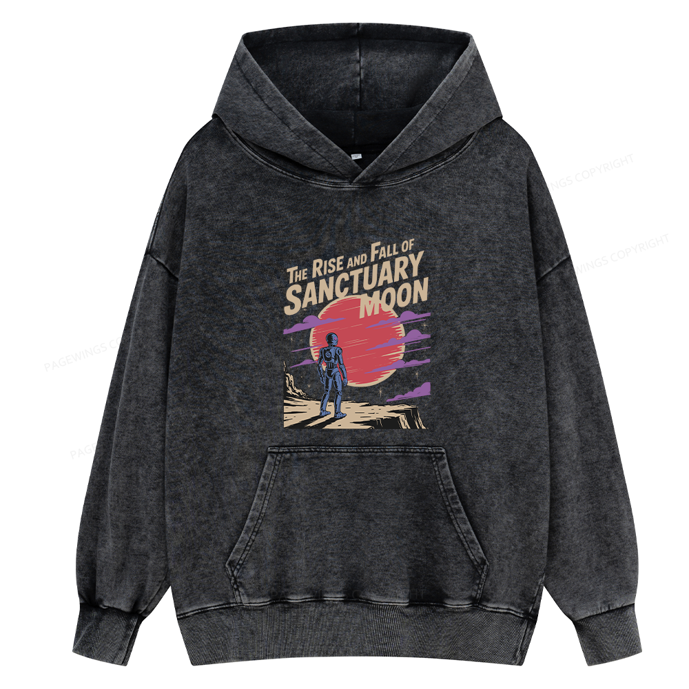 Pagewings The Rise And Fall Of Sanctuary Moon Unisex Washed Hoodie