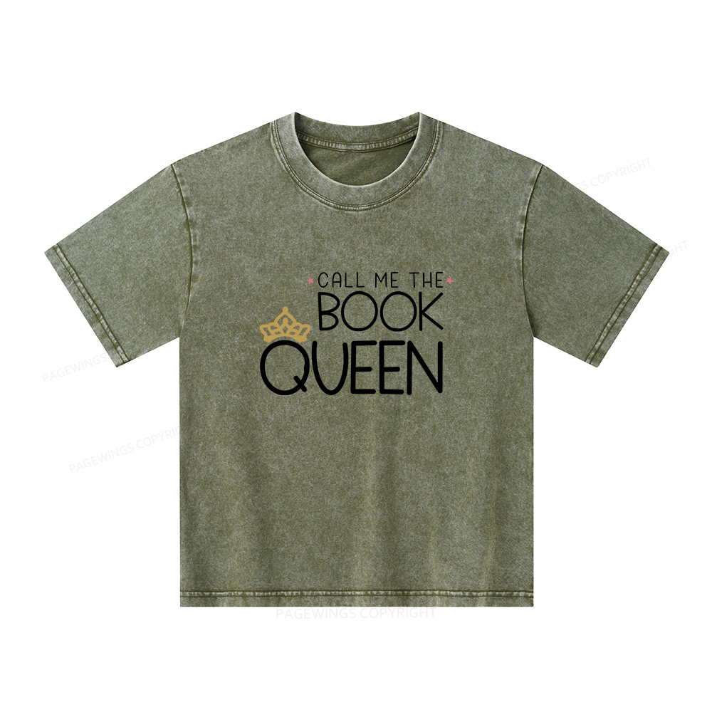 Pagewings Call Me The Book Queen Unisex Kids Washed T-shirt