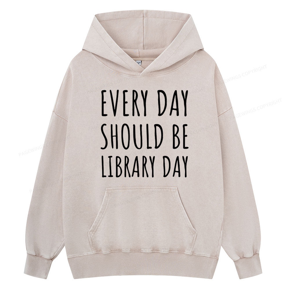 Pagewings Library Day Media Specialist  Unisex Washed Hoodie