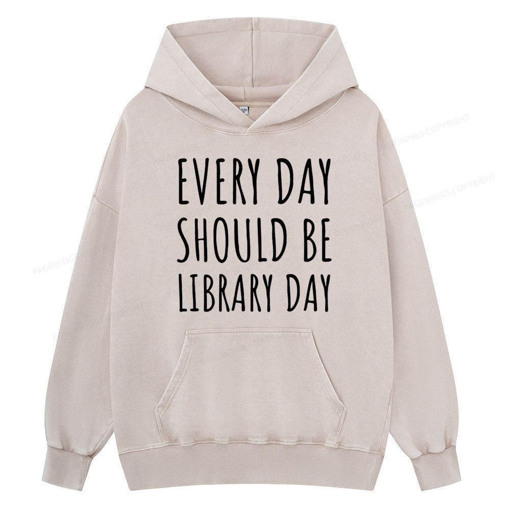 Pagewings Library Day Media Specialist  Unisex Washed Hoodie