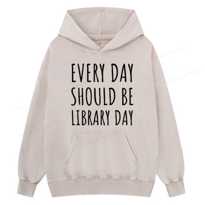 Pagewings Library Day Media Specialist  Unisex Washed Hoodie