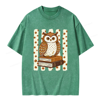 Pagewings Owl Bookworm Unisex Washed T-shirt
