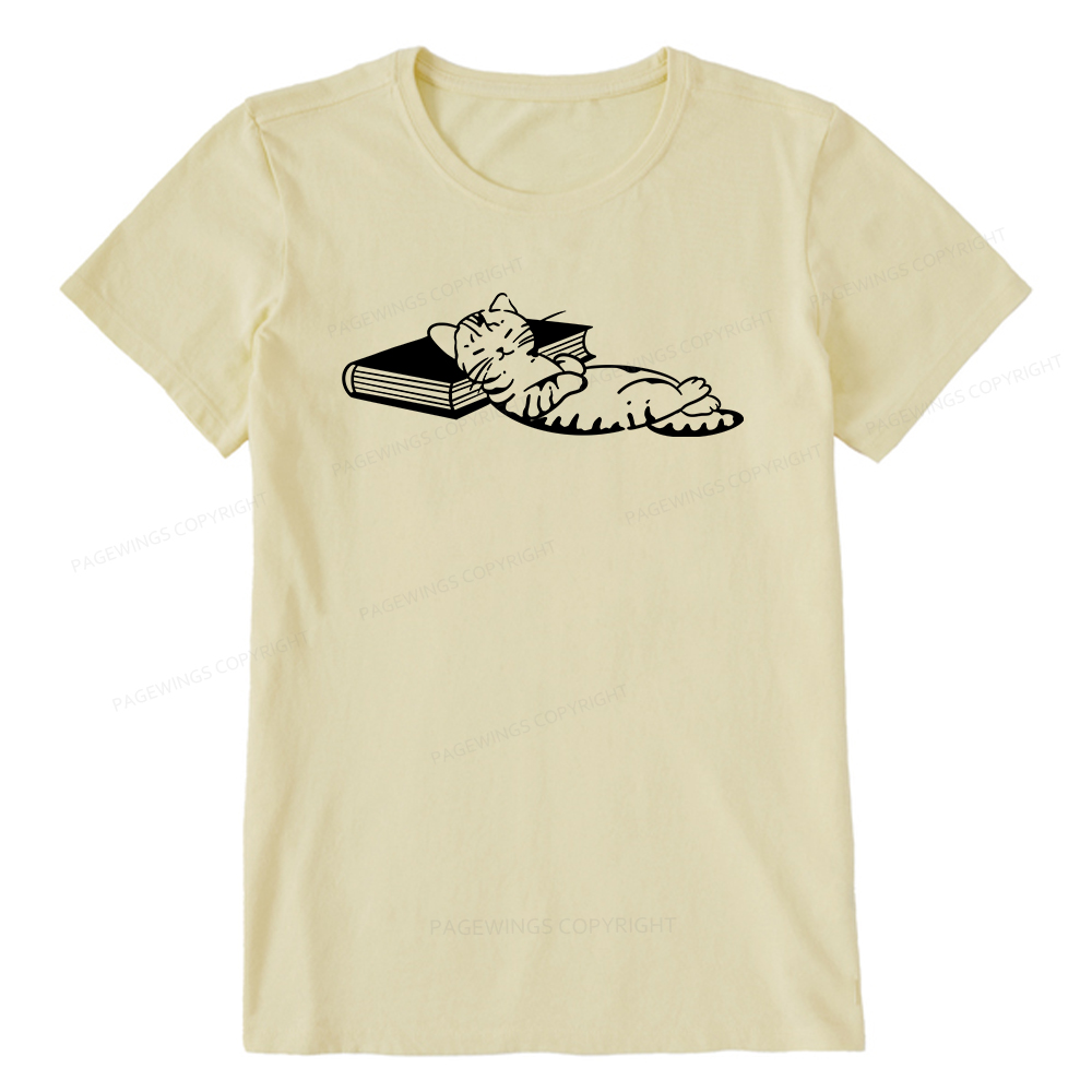 Pagewings A Cat Sleeping On The Book Unisex Classic T-shirt