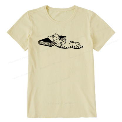 Pagewings A Cat Sleeping On The Book Unisex Classic T-shirt