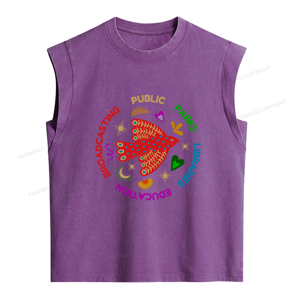Pagewing Public Libraries Women's Washed Tank Top