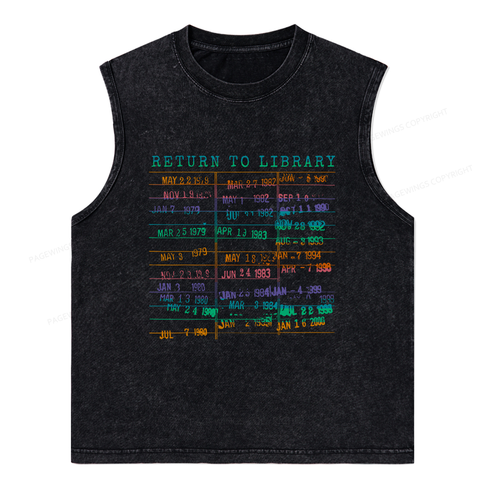 Pagewings Vintage Library Rainbow Unisex Washed Tank Top