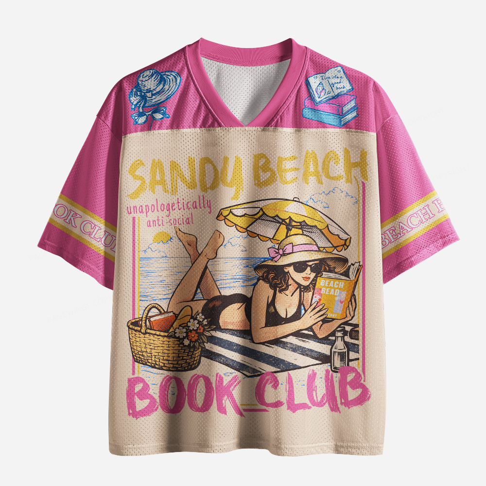 Pagewings Sandy Beach Book Club Unisex Mesh Jersey
