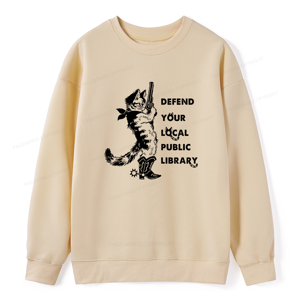 Pagewings Cat Defend Your Local Public Library Unisex Classic Sweatshirt