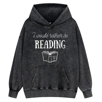 Pagewings I Would Rather Be Reading Unisex Washed Hoodie