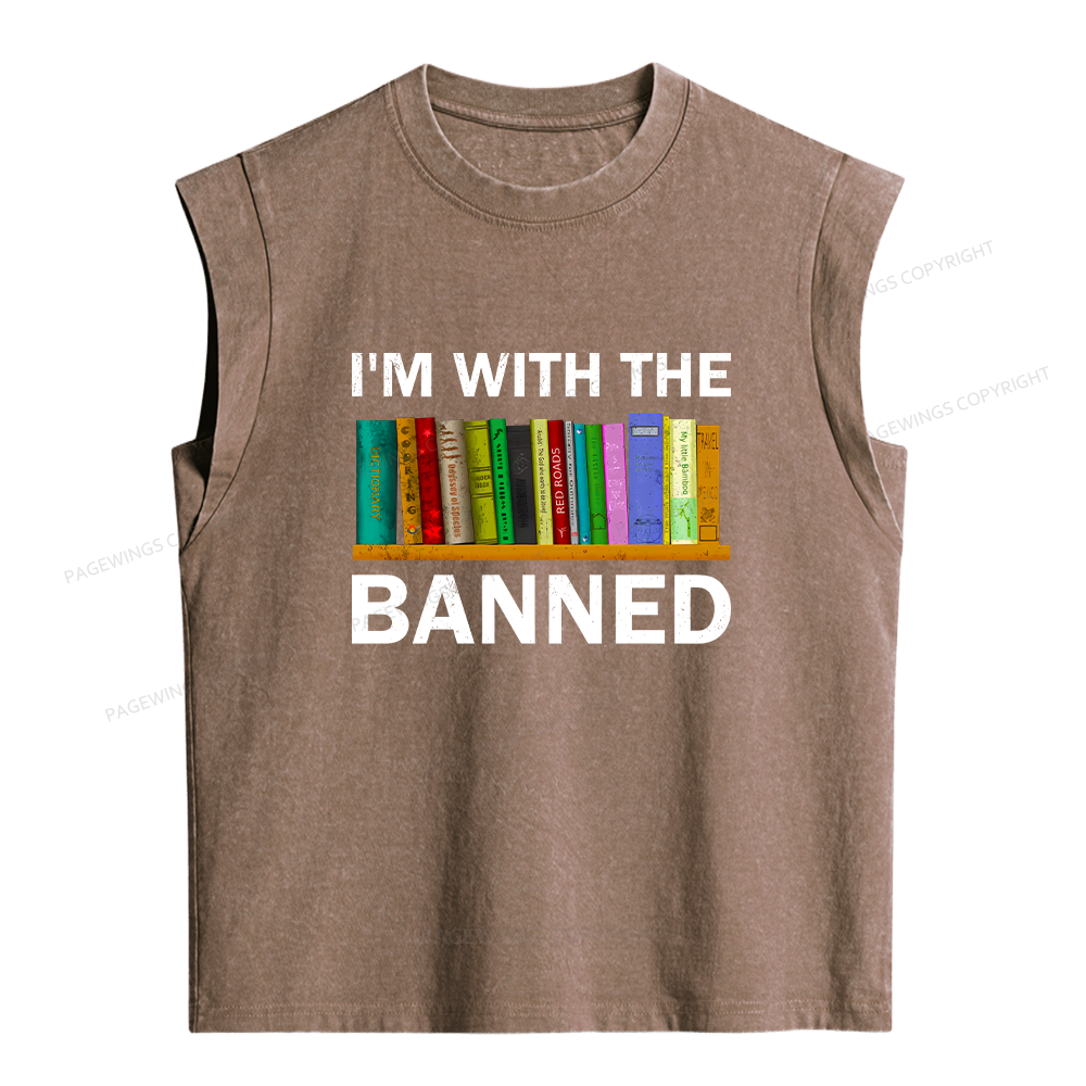 Pagewings I'm With The Banned Women's Washed Tank Top